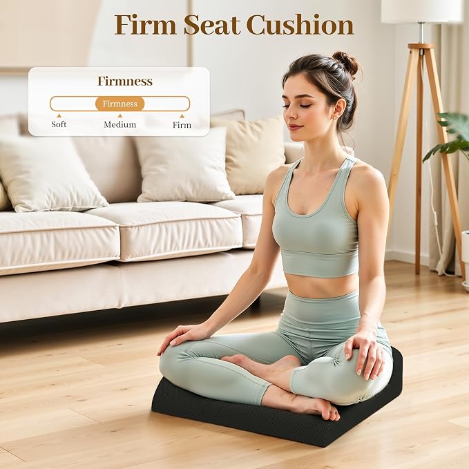 TranquilRelax Memory Foam Seat Cushion for Office Chair, 3-Inch, Black | Medium-firm Support for Long Sitting, Washable Mesh Cover, Non-slip Base, Perfect for Car Seats & Short Drivers - Image 4