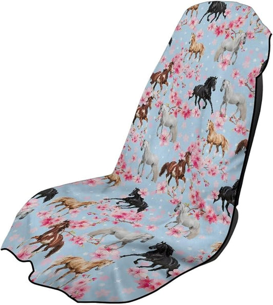 SEANATIVE Horse Flowers Sweat Towel Seat Cover, Car Seat Towel Protector, Car Seat Cushion Covers for Trucks SUV Jeep, Universal Seat Covers for Gym, Running, Swimming by SEANATIVE