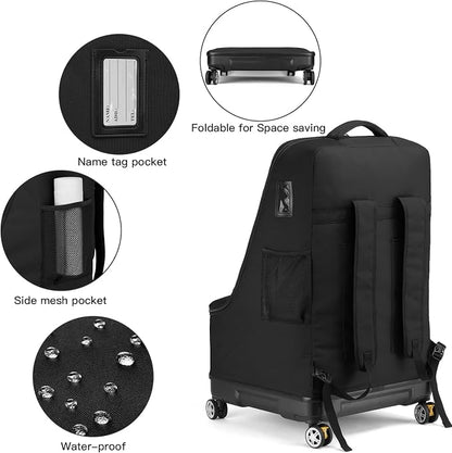 TUGUAN Travel Bag for Air Travel with Spinner Wheels, Infant Car Seat Bags with Hard Bottom, Padded Car Seat Backpack, Large Storage Bag for Airport Check, Black - Image 5