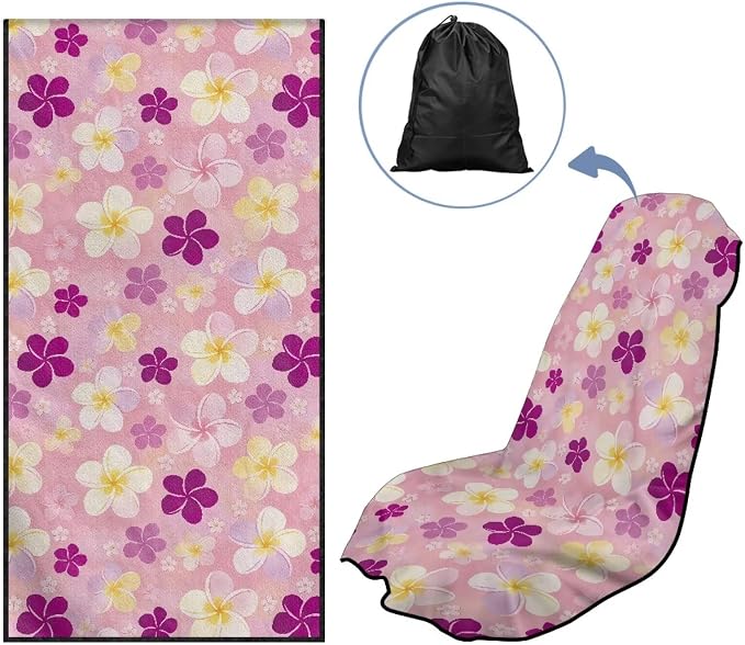 SEANATIVE Breathable Car Seat Towel Cover Sweatproof Automotive Towel - Sweat Towels for Workout, Running & Outdoor Adventures, Plumeria Print - Image 5
