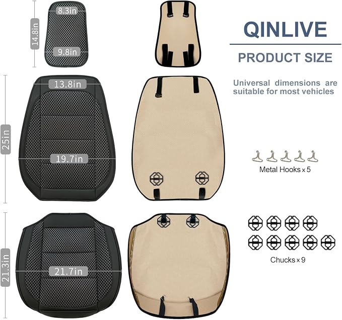 2 Pack Black Ventilated Cooling Car Seat Covers for Summer | 3D Air Mesh, PU Leather, Breathable, with Storage pocket, Non-slip, Universal Fit for Car Truck SUV, Easy to Install - Image 2