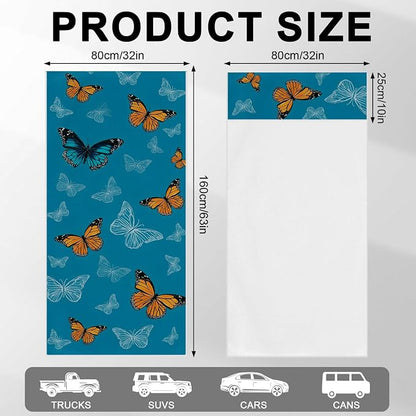2 Pack Car Towels Seat Cover with Storage Bag, Multifunctional Microfiber Towel for Gym Outdoor Sport Running,Picnic, Beach, Pet Dog Travel,Fits Car SUV Truck (Blue Butterflies) - Image 3