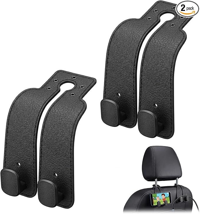 2 Pack Car Seat Back Double Hook, Headrest Hooks for Car, 2026 New Car Seat Back Organizer Storage Hook for Handbag, Purse, Coat Bags, and Accessories by Unknown