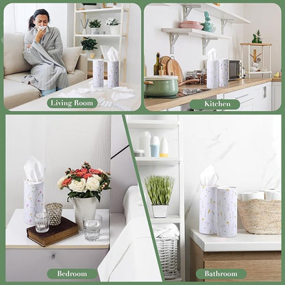 Outus 12 Pcs Floral Car Tissue Holder Cylinders with 3 Ply Facial Tissue Bulk, Portable Paper Dispenser for Cup Holder, Travel Bathroom Table Decor, Tissues Boxes Container for Home Office Party - Image 6