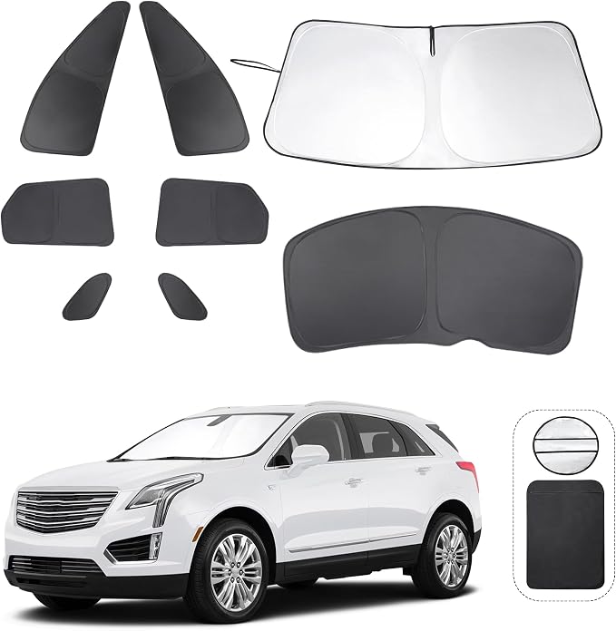 TINGLU Window Shades 8PCS for Cadillac XT5 2017-2026 Accessories Side Full Windows Cover Camping Rear Triangular Windshield Sun Shade Sun UV Rays Privacy Protection by TINGLU