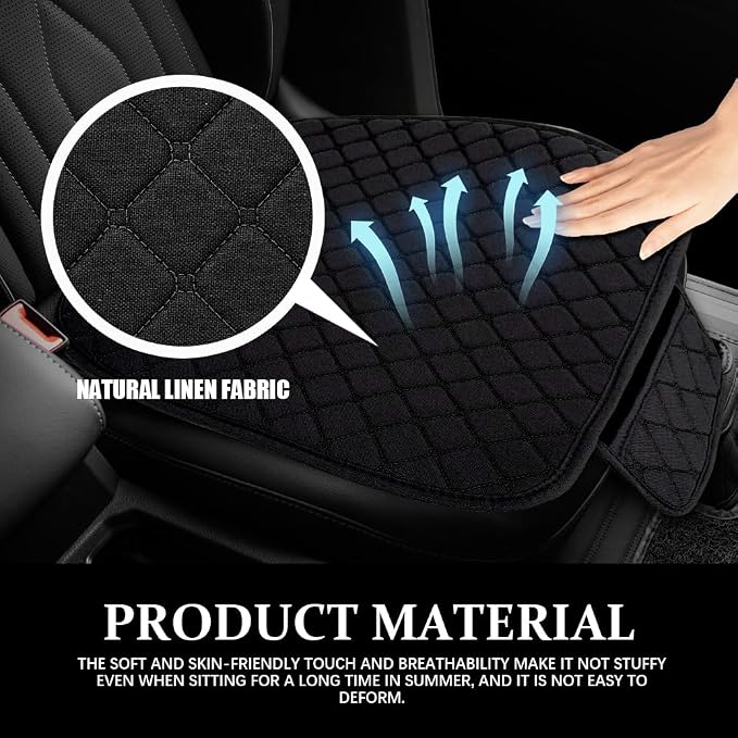 Leather Front Car Seat Cover, Anti-Slip Car Seat Bottom Covers, Full Wrapped Bottom Seat Protectors with Storage Pocket, Universal Comfortable Seat Cushion Fit Vehicles SUVs Trucks (K2-Black) - Image 5