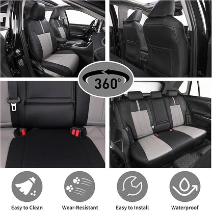 EKR Corolla Seat Covers Custom Fit for Toyota Corolla 2019 2020 2021 2022 2023 2024 2025 2026 Hatchback SE/XSE/Nightshade,Full Set Leather Car Seat Cover for SUV-Faux Leather(Black+Light Gray-1) - Image 4