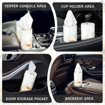 Arttown Car Tissue Holder for Cup Holder Facial Tissues 12 Pack Golden | Floral Bulk 3-Ply,Refillable Marble Print Cylinder Tissue Boxes,Fit Car Home Office School (600 Sheets Total,50 Sheets Each) - Image 4