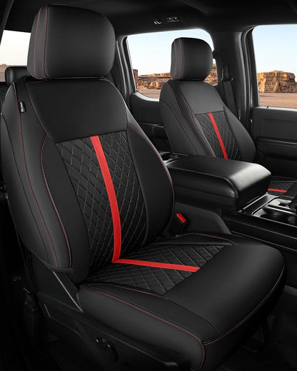 RIDEPOSH for Ford F150 Leather Seat Covers, SuperCrew XL XLT 2021-2026 | Fits F250 F350 Super Duty Crew Cab 2023-2026, Custom Fit, Bucket Seat, Stain Resistant, Airbag Compatible, Easy-Clean by RIDEPOSH