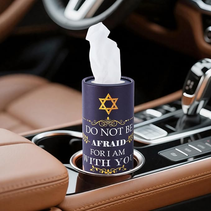 Car Tissues Holder with Facial Tissue, 4 Pack Bible Verse Inspirational Tissue Cylinder for Car Cup Holder, 2 Ply 50 Count Travel Tissues for Console - Image 5
