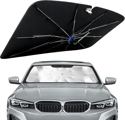 Windshield Sun Shade for BMW 3 Series 2019-2026 with 360° Rotating Shaft | Custom Fit Umbrella Sunshade for UV Blocking, Interior Heat Protection, Easy Storage, UPF 50+ Cool Windshield Cover by Lonyaqui
