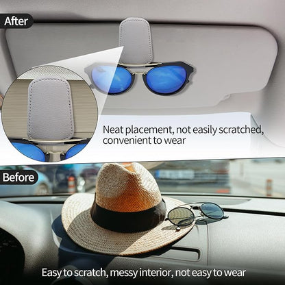 2-Pack Magnetic Sunglass Holder for Car Visor - Suede （Grey） | Premium Suede Wrapped, Aluminum Core, Magnetic Grip, Clip to Visor, Holds Eyewear/Cards, Fits Most Vehicles - Image 4