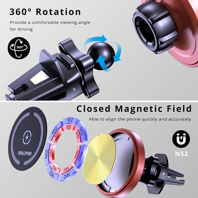 OHLPRO for MagSafe Car Mount Charger iPhone Wireless Car Charger, Stick on Dashboard Magnetic Phone Holder Mount for iPhone 17 Pro Max 16 15 14 Series, 15W Fast Charging, Aluminum Shell - Image 6