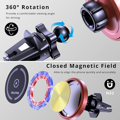 OHLPRO for MagSafe Car Mount Charger iPhone Wireless Car Charger, Stick on Dashboard Magnetic Phone Holder Mount for iPhone 17 Pro Max 16 15 14 Series, 15W Fast Charging, Aluminum Shell - Image 6