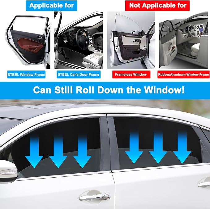 Ovege Blackout Car Window Curtains 4pcs Magnetic Privacy | 100% blackout, steel frame compatible, privacy for nursing pumping changing, 4pcs side windows shades, UV block - Image 7