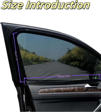2Pack Mesh Car Side Window Sun Shade Cover, 23.6"x27.5" | UV Protection, Rear Side Window Shade, Stretchy Mosquito Net Curtains, Fit for Most of Cars - Image 2