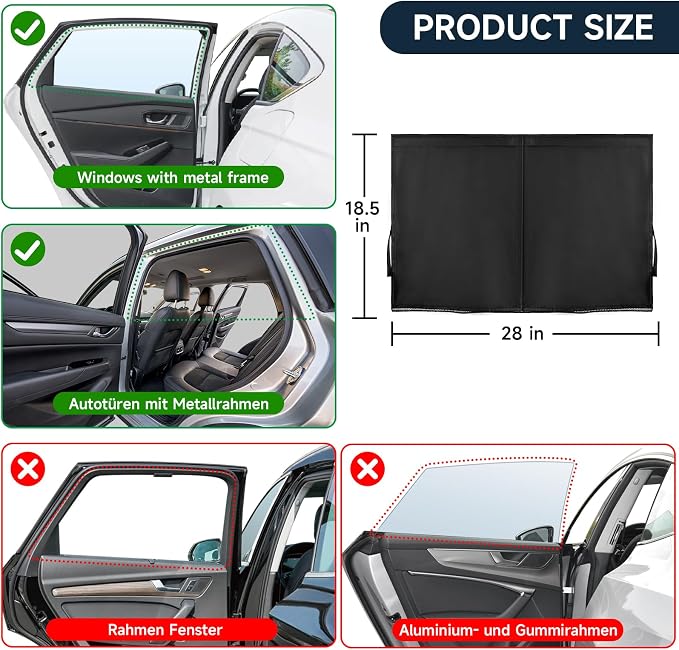 Car Window Shades for Baby, Side Window Sun Shades Blocks Heat and UV Rays Glare,Magnetic Car Privacy Safe Curtains for Back Windows, Camping Accessories - Image 4