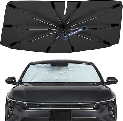 Windshield Sun Shade Umbrella for Kia K4 2024-2026 Front Window | Foldable Car Sunshade, 360 Rotation Automotive Interior UV Protection for Outdoor Parking, Keep Car Cool by Bocvam