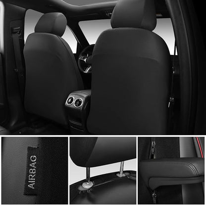 CAR PASS 3D Foam Faux Leather Seat Covers Front Seats,Waterproof Leather Front Seat Cover for Car,Universal Fit for SUV Truck Sedan Automotive,Armrest Airbag Compatible Anti-Slip, Black and Red - Image 2