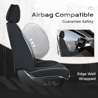 Coverado Car Seat Covers with Lumbar Support, Front Covers for Cars, Universal Automotive Seat Cover, Waterproof, Leather Car Seat Cushion, Interior Seat Protectors for Most Cars - Image 3