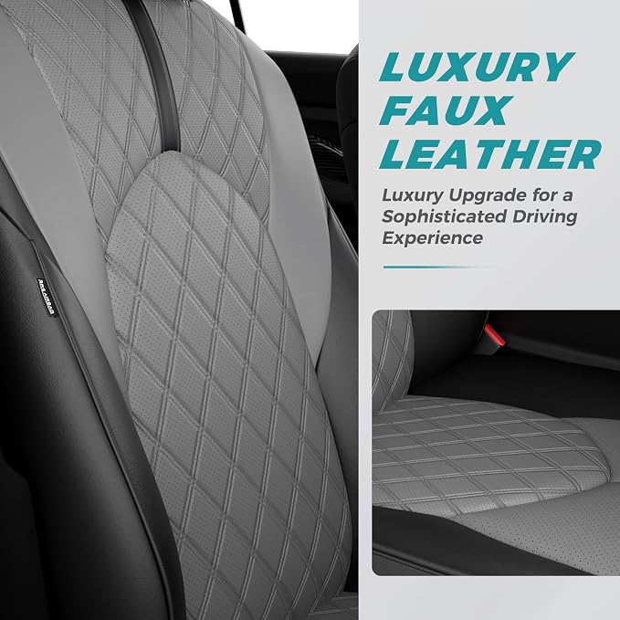 Custom Seat Covers for Toyota Grand Highlander 2024-2026 8 Seats | black grey, faux leather, 2nd row 40/60 split bench, waterproof, breathable, airbag compatible, stain resistant - Image 2
