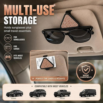 2PCS Magnetic Sunglass Holder for Car Visor, PU Leather Automotive Sun Visor Eyeglasses Hanger Clip, Vehicle Interior Ticket Card Organizer Mount Accessories for SUV Pickup Truck(Rosegold) - Image 6