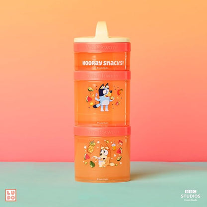 Whiskware Bluey Stackable Snack Containers for Babies, Toddlers, and Kids, 3 Stackable Snack Cups for School and Travel, Cupholder Friendly, Bluey and Bingo! Hooray Snacks! - Image 6