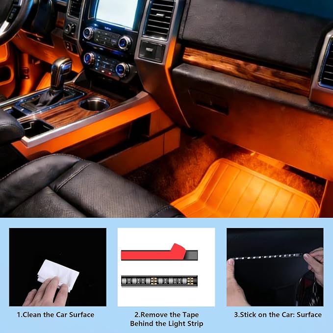 LED Lights for Car,Ambient Lights for Car,Car Footwell Lights,Car Ambient Light,16 Million Colors Music Sync,DIY Mode Multicolor LED Interior Lights for Cars,Trucks,SUVs,12V Power - Image 3