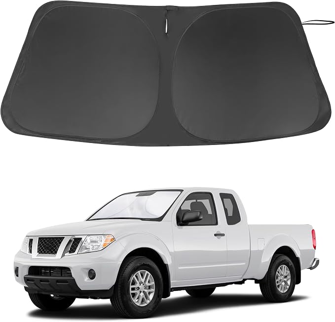 Windshield Sun Shade for 2006-2021 Nissan Frontier Accessories | Full covered for windshield, Foldable & Durable, Block UV Rays, Reduce Heat, Easy to install, Keep Car Cooler by LHFLIVE