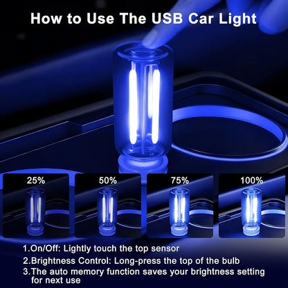 Car USB Night Light Touch Dimmable - 1-Pack Retro LED Filament Lamp for Truck Interior, Bedroom & Camping | Glass Bottle Ambiance Lighting (Blue) - Image 4