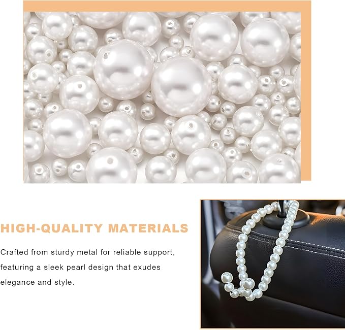 Elegant Pearl Car Seat Headrest Hook, Cute Pearl Car Seat Back Hook Storage Organizer, Exquisite Headrest Hanger Purse Holder Interior Decoration for Women Girls - Image 3