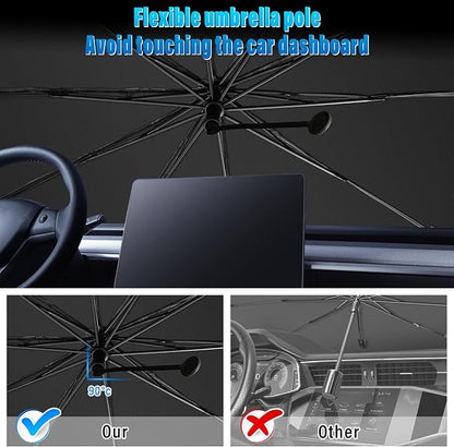 JUSTTOP Car Windshield Sunshade Umbrella - Protect Car from Sun Rays & Heat Damage Keep Cool and Protect Car Interior, Fit for Most Vehicles, Foldable Sun Shade Cover for Windshield (55“ L x 31” W) - Image 4