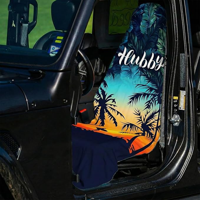 2 Pack Car Seat Towel Covers, Sweat-Proof Microfiber Seat Protectors for Gym, Running, Beach & Workout, Breathable Quick-Dry, Machine Washable, Tropical Palm Sky Print, Universal Fit - Image 4