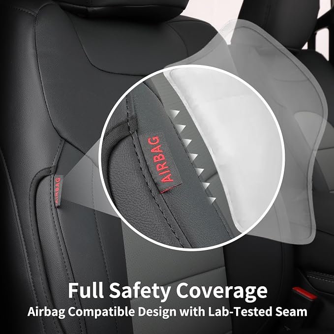 Custom Fit Seat Covers Full Set for Chevy Silverado & GMC Sierra 1500(2019-2026) and 2500HD/3500HD(2020-2026) CrewCab,No Rear Seat Storage,Waterproof Leather Truck Seat Protector(Wine Red) - Image 8