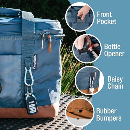 CleverMade Pacifica Collapsible Cooler Bag, Large Travel Cooler, Cool Gray | Keep Drinks Cold and Pack Light | A Reinforced Base, Storage Pocket, Bottle Opener, and Shoulder Strap Add Outdoor Utility - Image 3