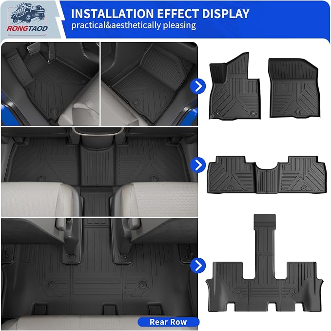 Rongtaod Floor Mats Set 7pcs for 2026 Hyundai Palisade Gas 7 Seats | Cargo Mat Trunk Mat Cargo Liner TPE All Weather 2nd & 3rd Row Back Seat Protector Palisade Accessories - Image 2