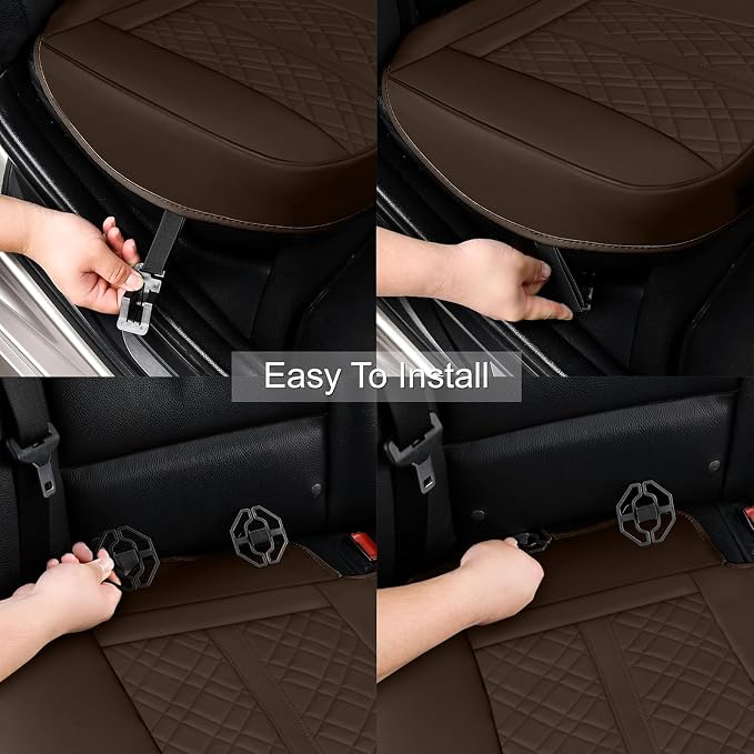 Car Seat Cover for Rear Car Seat Bottom,Luxury PU Leather Seat Cushion | Auto Interior Seat Cover Without Backrest,Full Wrapping Edge Works with Sedan SUV Pickup Minivan - Image 4