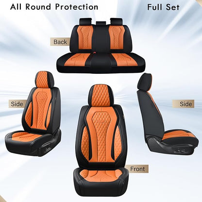 Coverado Automotive Seat Covers, Car Seat Covers Full Set, Orange Car Seat Cover, Driver Seat Covers, Luxury Car Seat Cushion,Leather Seat Cover Seat Protector Fit for Most Cars - Image 7