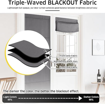NICETOWN Magnetic Roman Shade for Window No Drill Blackout Door Curtain | French Front Door, Roman Roll Up Curtains for Light Conrol, Sidelight Curtains, 24" W x 72" L, 1 Panel, Grey - Image 6