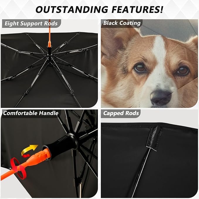 Windshield Sun Shade Umbrella Cute Corgi Dog Driving Car Foldable Car Front Window Sunshade Blocks UV Rays Heat Keep Vehicle Cool 55"x27.5" - Image 3