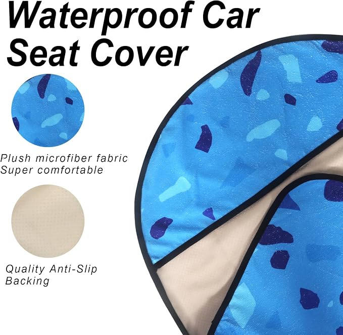 Sweat Towel Car Seat Cover Protector Front Seats for Gym Workout, Running, Swimming, Beach and Hiking, Waterproof Universal Seat Cover for Car, Trucks, Van & SUV (1, Blue Marble, Front) - Image 4