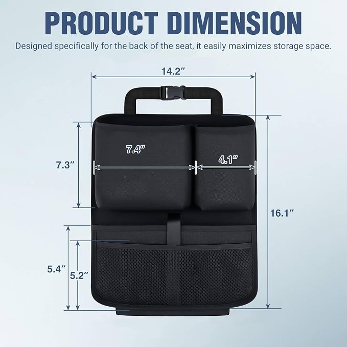 Nilight Car Seat Back Organizer 2PCS Black Oxford Fabric Universal | Multi Compartment Cup Holder Hanging Storage Bag Scratch Resistant Durable Design for Cars Vans SUVs MPVs Pickup Trucks - Image 2