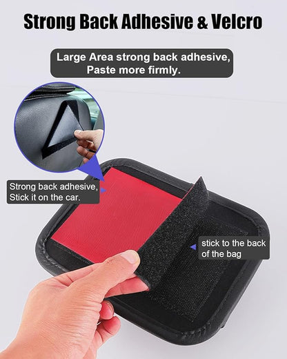 Car Seat Side Pocket Organizer for Car Doors and Consoles, Black | Reusable Adhesive Car Storage Bag, Holds phones keys wallet sunglass etc, Suitable for all vehicles, PU Leather - Image 6