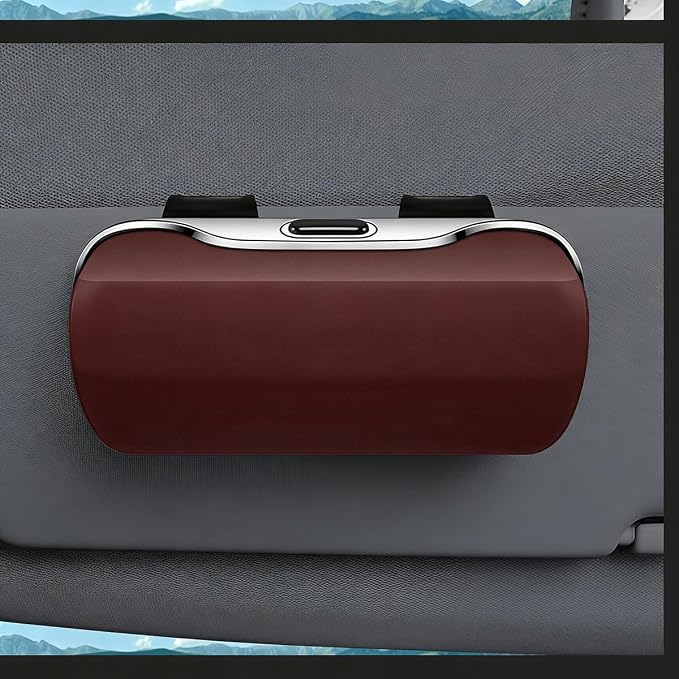 Zipelo 7.09 x 2.56 Inch Car Sun Visor Sunglasses Case, Coffee | ABS construction, push-bounce opening, clip-on mounting, holds eyewear tickets and cards, car interior accessories - Image 6