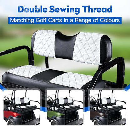 NOKINS Golf Cart Seat Covers Fits Aftermarket Standard Rear Seat Cushion | Fit for Club Car Precedent/DS/EZGO RXV/TXT/Yamaha Drive, No Stapler, Multiple Colors&Breathable (White&Black) - Image 3