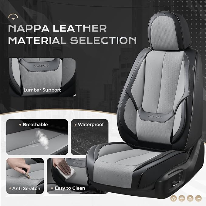 Coverado Car Seat Covers, Seat Covers for Cars, Waterproof Leather Auto Seat Protectors, Leather Car Seat Cushion, Car Interiors Accessories Universal Fit for Most Cars - Image 3