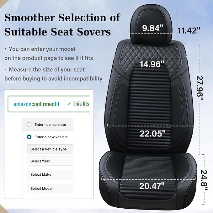 Coverado Front Seat Covers, Leather Car Seat Covers, Black Seat Covers for Cars, Car Seat Protector Cushions Universal Fit for Most Cars & SUV Trucks(Red) - Image 7
