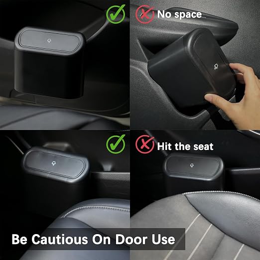 Ginsco Mini Car Trash Can with Lid, Small Car Garbage Can, Cute Leakproof ABS Car Trash Bin, Car Accessories for Interior, Garbage Bin for Car, Home, Office with 60pcs Trash Bags Black - Image 7
