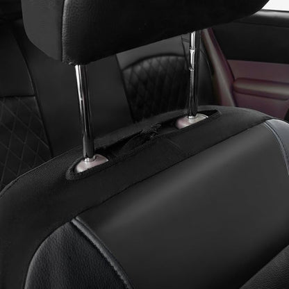 Universal Deluxe Pu Luxury Vinyl Faux Leather Car Seat Covers Full Set, Airbag Compatible, Breathable, Fit for Cars, Trucks, SUV (Black and Blue) - Image 6