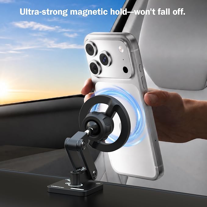 Fits MagSafe Car Mount Magnetic Phone Holder for Dashboard of Cars | All Metal, Nano-Adhesive, Strong Magnets,Flexible 3 Axis, 360° Rotation, Dash Dashboard and Screen For All Phones - Image 3